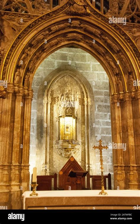 Valencia Cathedral Valencia Spain. The Chapel Of The Holy Grail. Holy Chalice of Valencia Stock ...