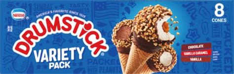 Nestle Drumstick Chocolate/Vanilla Caramel/Vanilla Frozen Dairy Dessert Cones Variety Pack, 8 ct ...