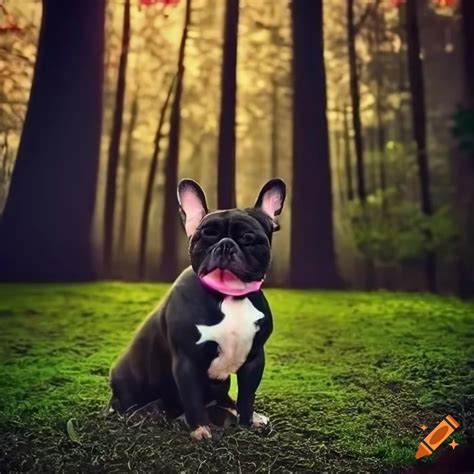 French bulldog in spooky forest with enchantment on Craiyon