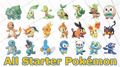 All Starter Pokémon and their Evolutions - YouTube