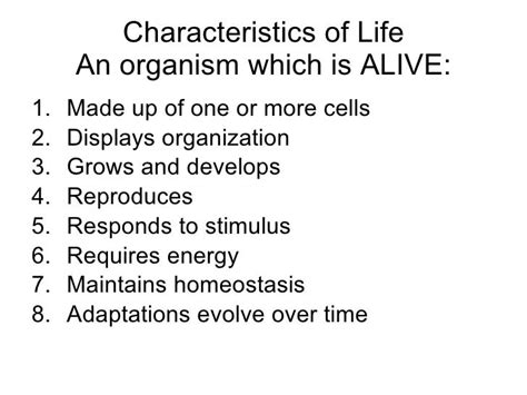 Characteristics Of Life