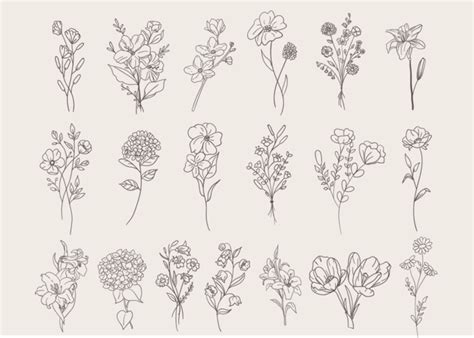 Flower Set Doodle 638048 Vector Art at Vecteezy