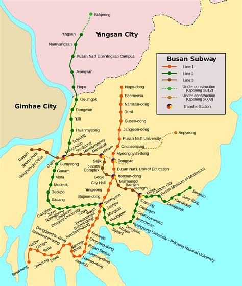 Subway: Busan metro map, South Korea