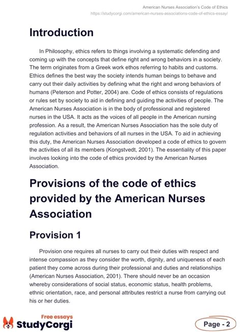 American Nurses Association's Code of Ethics | Free Essay Example