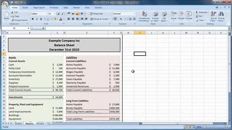 Personal financial spreadsheet workbook file | derbade | Balance sheet ...