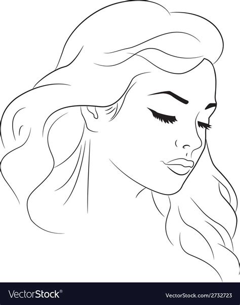 Outline drawing of a young woman head. Download a Free Preview or High Quality Adobe Illustrator ...