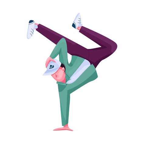 Street dance performer flat color vector faceless character. Teenage urban dancer. Hip hop ...