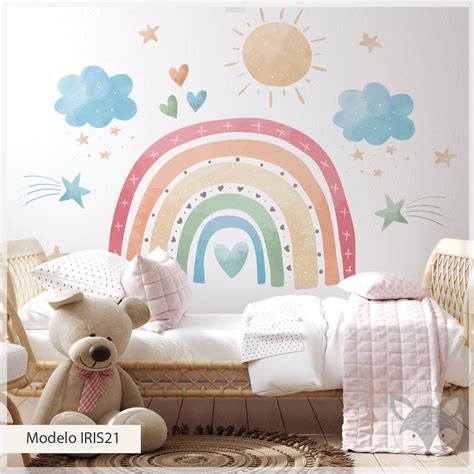 Rainbow Wall Decal, Rainbow Wall Sticker, Watercolor Rainbow, Rainbow Wallpaper, Watercolor Wall ...