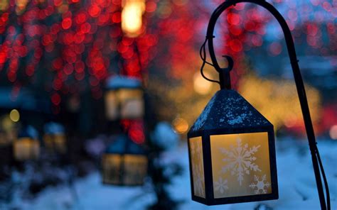 Lanterns Lights Snowflakes Winter Nature Christmas wallpaper ...