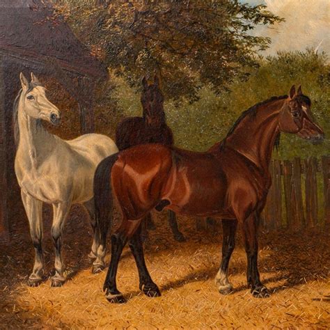 Original Antique English Oil Painting of Horses at 1stDibs