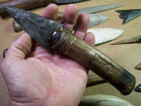 Stone Age Knife Replica Texas blade Arrowhead flint