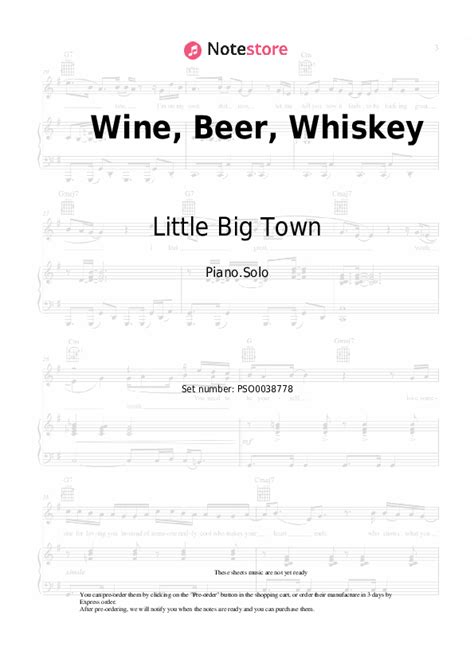 Wine, Beer, Whiskey piano sheet music Little Big Town in Note-Store.com | Piano.Solo SKU PSO0038778