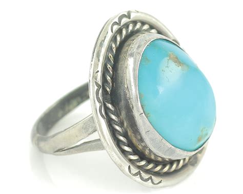 Sterling Silver Turquoise Statement Ring - Vintage Southwestern Hand ...