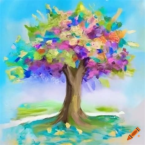 Acrylic painting of a magical tree