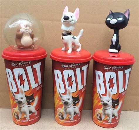 Disney movie BOLT Theater Cup with figure topper Set of 3 Mittens Penny Hamster | Disney, Disney ...