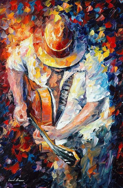 GUITAR AND SOUL — PALETTE KNIFE Oil Painting On Canvas By Leonid Afremov | Music painting ...