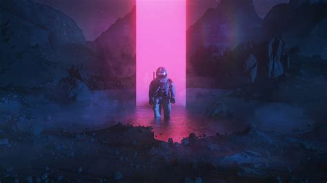 1921x1080px | free download | HD wallpaper: artwork, digital art, neon, astronaut, Monolith ...