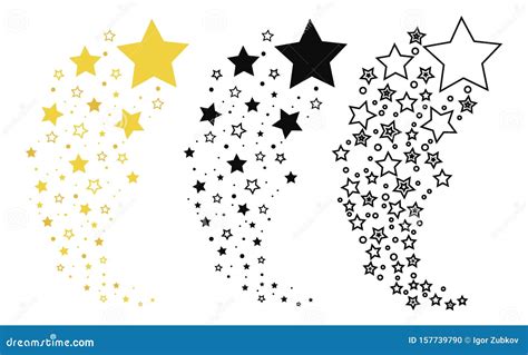 Set Of Shooting Stars. Collection Of Stars Silhouette. Vector Illustration Of A Flying Star ...