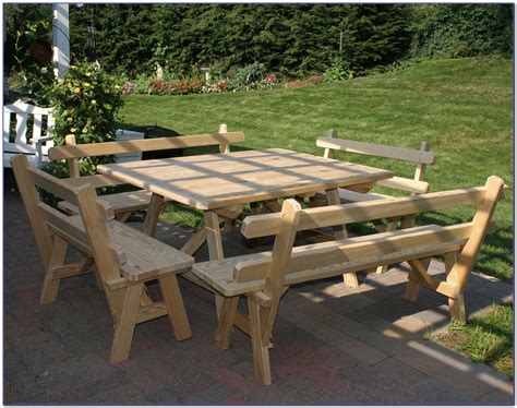 Square Picnic Table With Benches - Bench : Home Design Ideas # ...