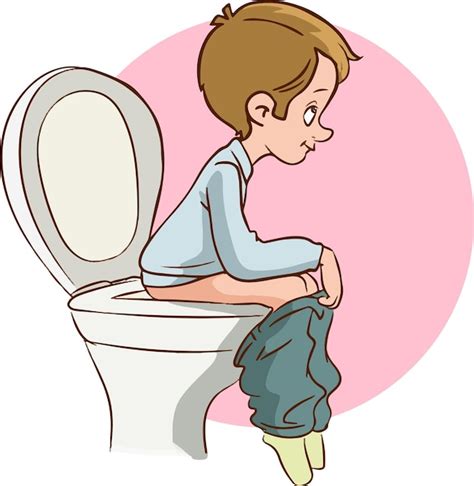 Premium Vector | Boy taking the toilet cartoon vector