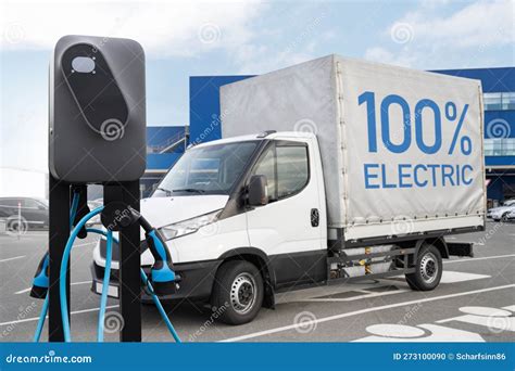 Electric Truck with Charging Station. Stock Photo - Image of delivery ...