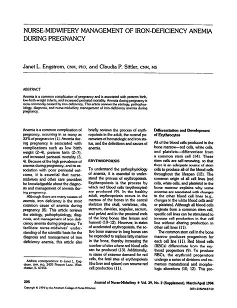 (PDF) Nurse-midwifery management of iron-deficiency anemia during pregnancy