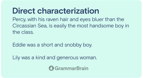 What is Direct Characterization? (Definition, Examples, How to Use) | GrammarBrain