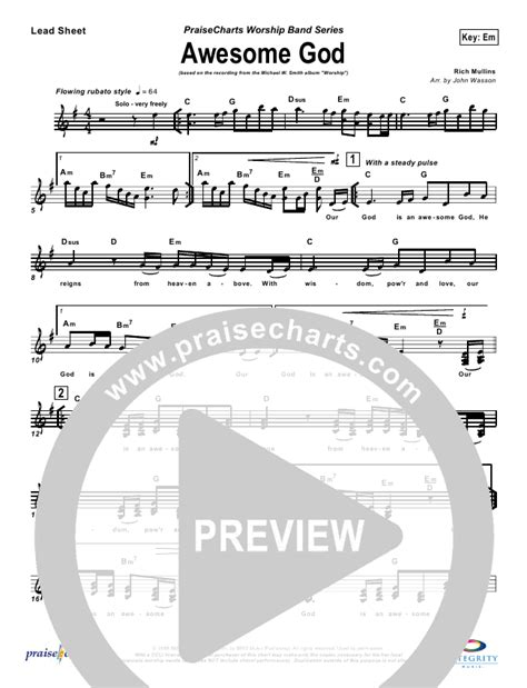 Awesome God Sheet Music PDF (Michael W. Smith) - PraiseCharts