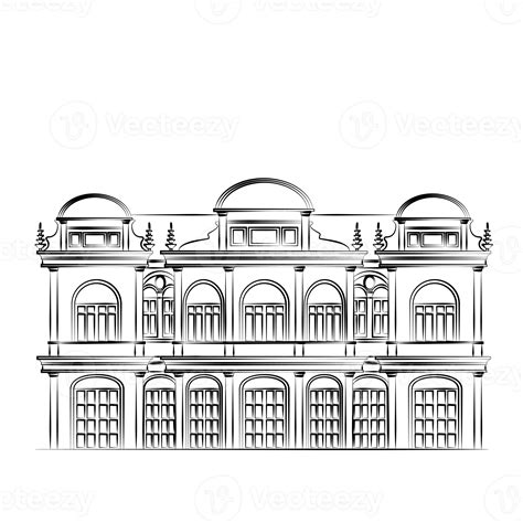 doodle building cartoon in outline style 8481978 PNG