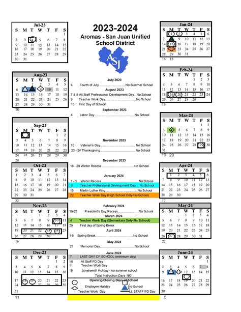 Instructional Calendars | Aromas-San Juan USD