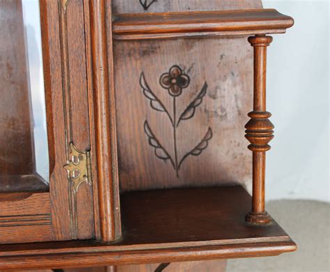 Bargain John's Antiques | Victorian Oak wall shelf with beveled glass door - Original finish ...