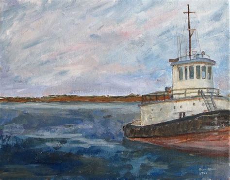 Old Tugboat Painting by Bill Revill