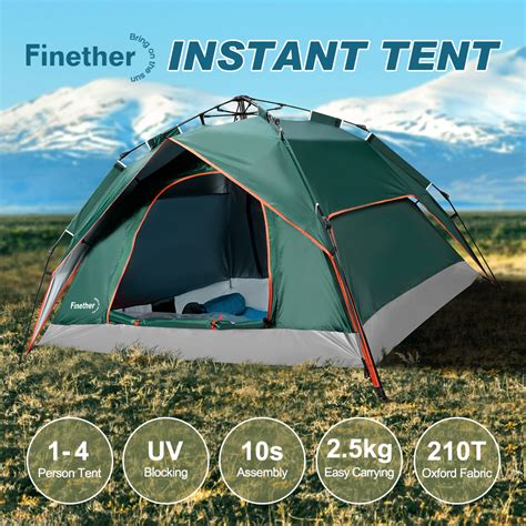 Pop Up Tents for Camping 3-4 Person Automatic Setup - [2 in 1 Design] Double Layer Waterproof ...