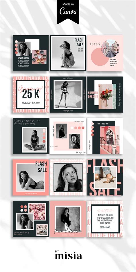 Fashion Blogger Template 20 Instagram Template for Canva User Instagram Grid Canva Template ...
