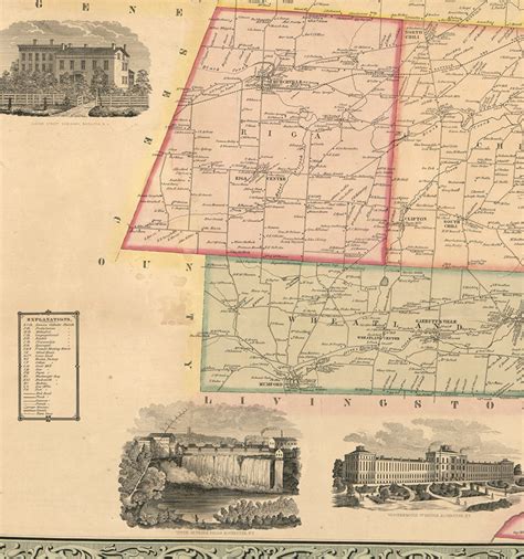 Map of Monroe County New York NY 1852 Restoration Hardware | Etsy