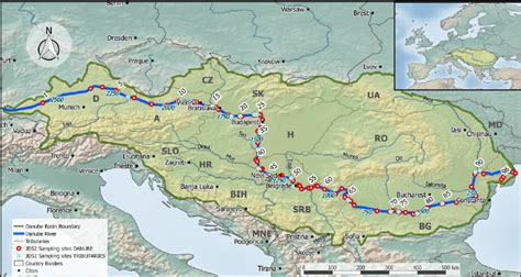 Overview and detailed map of the Danube river catchment showing all... | Download Scientific Diagram