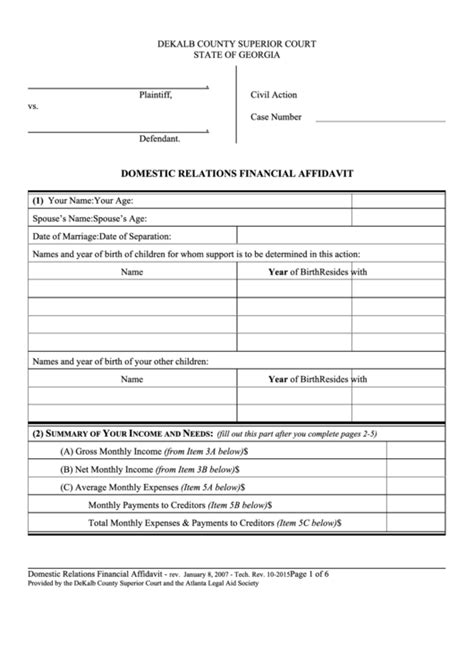 Domestic Relations Financial Affidavit - Dekalb County Superior Court ...