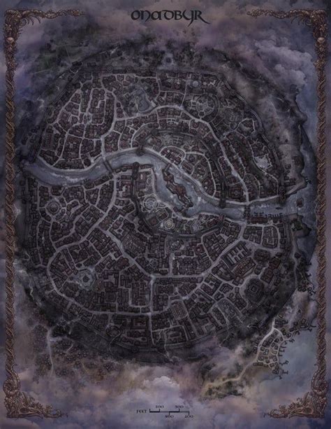 [OC] [Art] I made a ruined Shadowfell version of my interactive city map which took me over a ...