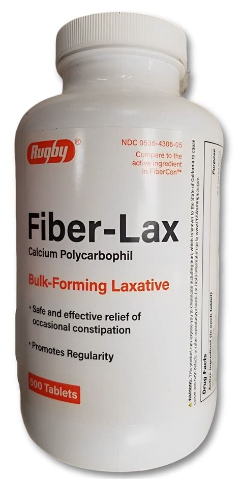 Rugby Fiber-Lax 625 mg Bulk Forming Laxative Tablets 500ct ^ | eBay