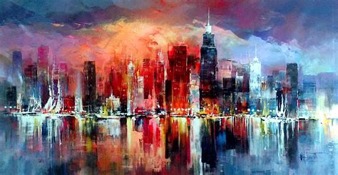 Skyline. Willem Haenraets | Oil painting abstract, City scape painting ...