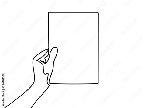 Continuous line drawing Hand holding a blank A4 sheet of paper. Stock Vector | Adobe Stock