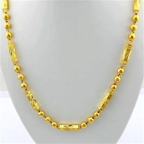 Popular real 24K gold yellow plated bead necklace for party outside hiphop chain-in Chain ...