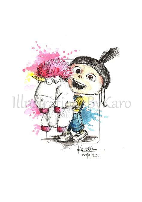 Agnes Gru Unicorn Inspired Illustration Prints A5 / Despicable - Etsy ...