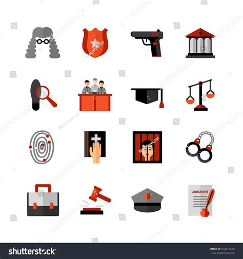 Legal Law Symbols Flat Icons Collection Stock Illustration 534153628 | Shutterstock