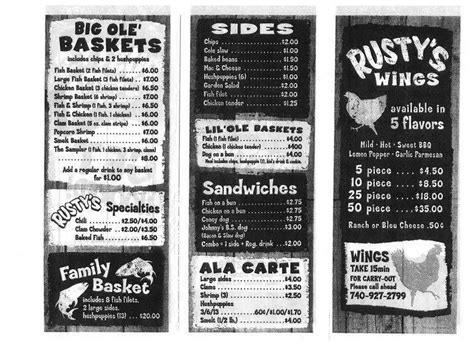 Rusty's Wharf Menu, Menu for Rusty's Wharf, Pataskala, Columbus ...