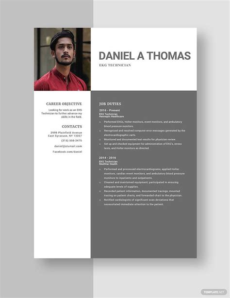 EKG Technician Resume in Word, Pages - Download | Template.net