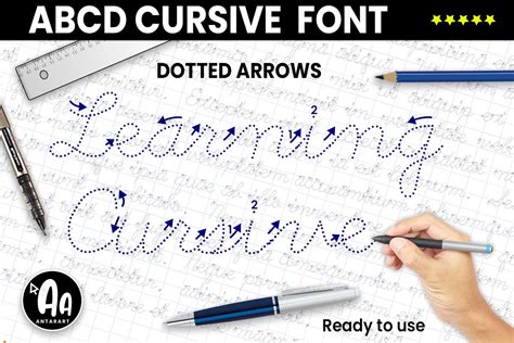 Abcd Cursive Dotted Arrows Font by AntarArt · Creative Fabrica