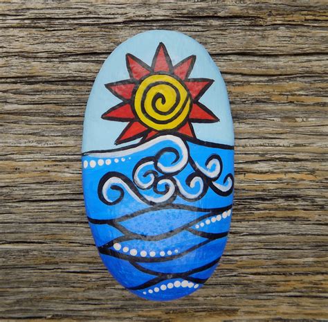 Sun Ocean Painted Rock Decorative Accent Stone | Etsy in 2021 | Painted rocks, Painted rocks ...