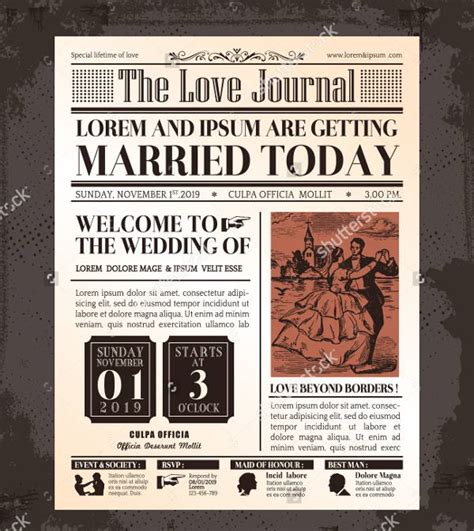 Dppicture: Newspaper Wedding Announcement Template