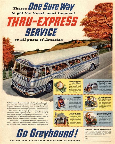 Greyhound Bus Advertising from 1953 by Blossomsvintageprint on Etsy ...